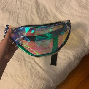 Iridescent fanny pack with adjustable strap
